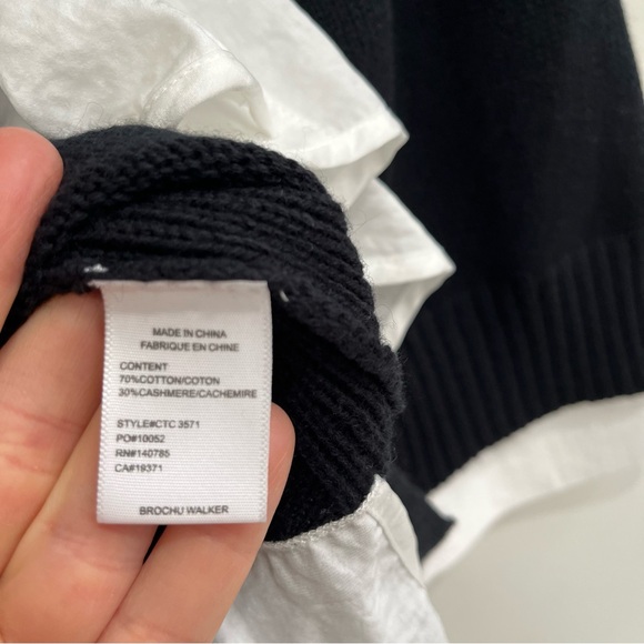 Brochu Walker Lucie layered v-neck looker knit sweater cotton cashmere black L - Picture 13 of 14